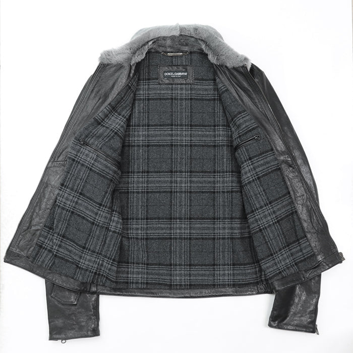 DOLCE&GABBANA Blouson [Outer material] 100% lamb leather [Lining] 70% wool, 20% viscose black mens 46 Used Authentic