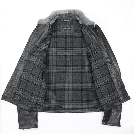 DOLCE&GABBANA Blouson [Outer material] 100% lamb leather [Lining] 70% wool, 20% viscose black mens 46 Used Authentic