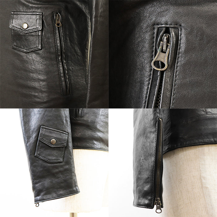 DOLCE&GABBANA Blouson [Outer material] 100% lamb leather [Lining] 70% wool, 20% viscose black mens 46 Used Authentic