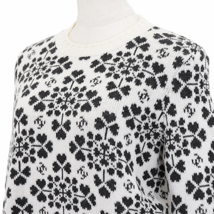 CHANEL sweater [Outer material] 100% cashmere Ivory Charcoal P71472 Women 36 Used Authentic