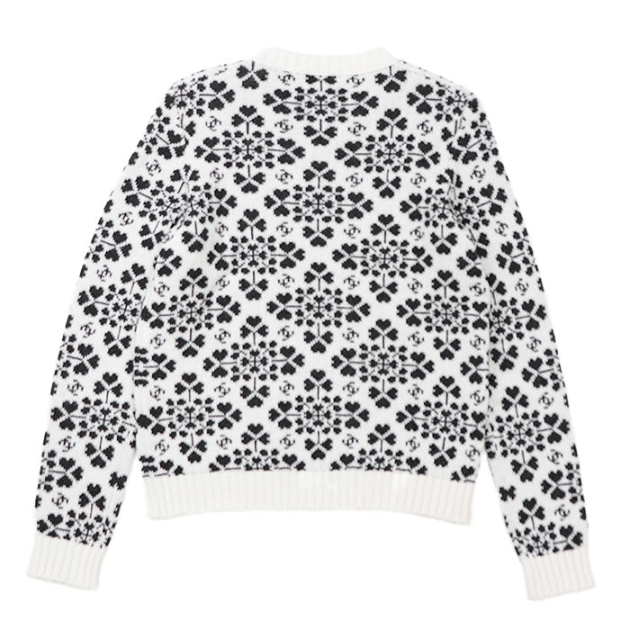 CHANEL sweater [Outer material] 100% cashmere Ivory Charcoal P71472 Women 36 Used Authentic
