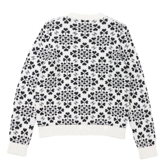 CHANEL sweater [Outer material] 100% cashmere Ivory Charcoal P71472 Women 36 Used Authentic
