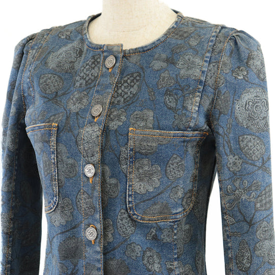CHANEL Other outerwear 65% polyester, 35% cotton [Outer fabric] 94% cotton, 4% elastomer Light indigo Women 36 Used Authentic