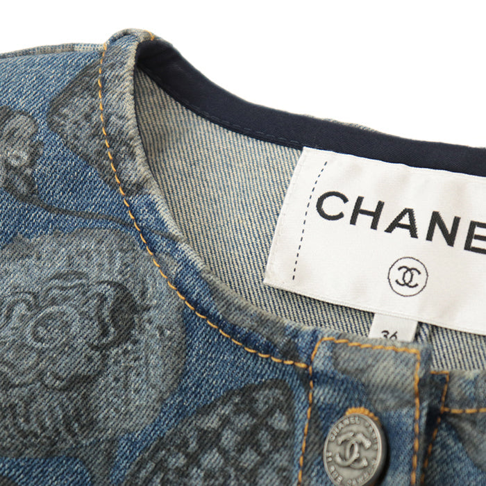 CHANEL Other outerwear 65% polyester, 35% cotton [Outer fabric] 94% cotton, 4% elastomer Light indigo Women 36 Used Authentic