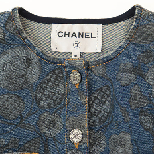 CHANEL Other outerwear 65% polyester, 35% cotton [Outer fabric] 94% cotton, 4% elastomer Light indigo Women 36 Used Authentic