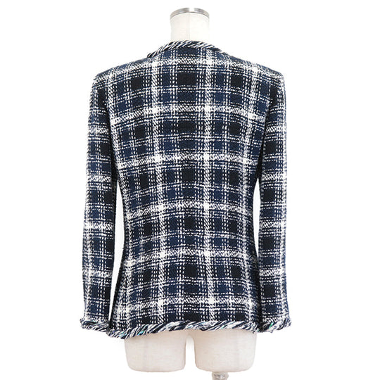 CHANEL Other outerwear [Outer material] 65% cotton, 15% linen [Lining] 64% cotton, 36% silk Navy, White P58787 Women 36 Used Authentic