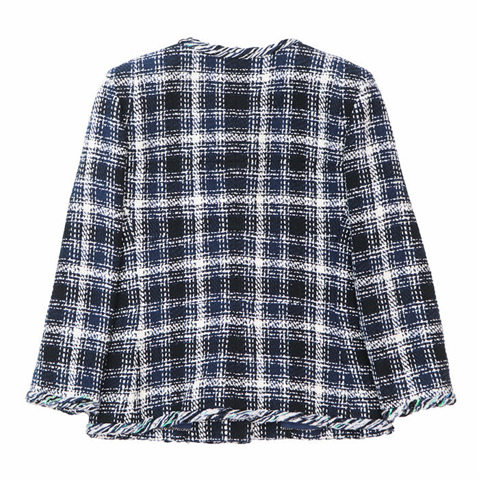 CHANEL Other outerwear [Outer material] 65% cotton, 15% linen [Lining] 64% cotton, 36% silk Navy, White P58787 Women 36 Used Authentic