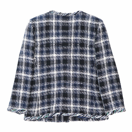 CHANEL Other outerwear [Outer material] 65% cotton, 15% linen [Lining] 64% cotton, 36% silk Navy, White P58787 Women 36 Used Authentic