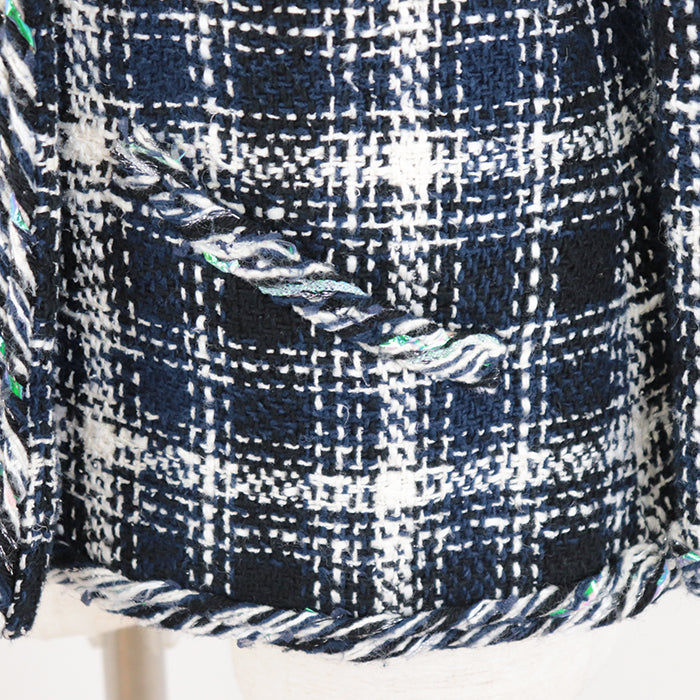 CHANEL Other outerwear [Outer material] 65% cotton, 15% linen [Lining] 64% cotton, 36% silk Navy, White P58787 Women 36 Used Authentic
