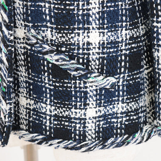 CHANEL Other outerwear [Outer material] 65% cotton, 15% linen [Lining] 64% cotton, 36% silk Navy, White P58787 Women 36 Used Authentic