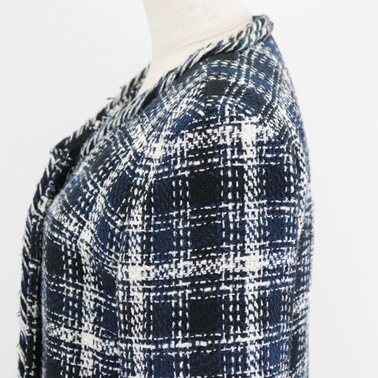 CHANEL Other outerwear [Outer material] 65% cotton, 15% linen [Lining] 64% cotton, 36% silk Navy, White P58787 Women 36 Used Authentic
