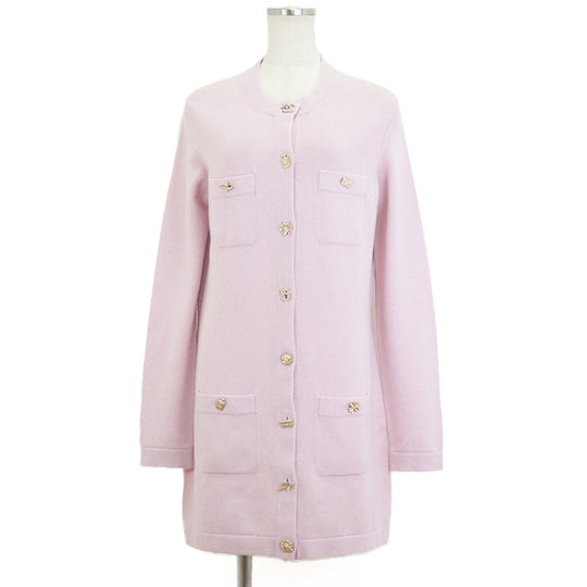 CHANEL cardigan Cashmere 100% Light pink P73485 Virginie Viard period Women 40 Used Authentic