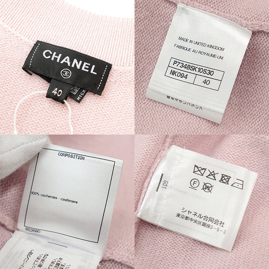 CHANEL cardigan Cashmere 100% Light pink P73485 Virginie Viard period Women 40 Used Authentic