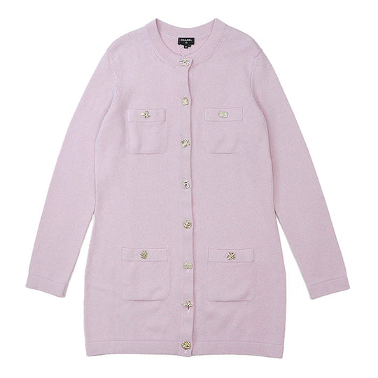 CHANEL cardigan Cashmere 100% Light pink P73485 Virginie Viard period Women 40 Used Authentic