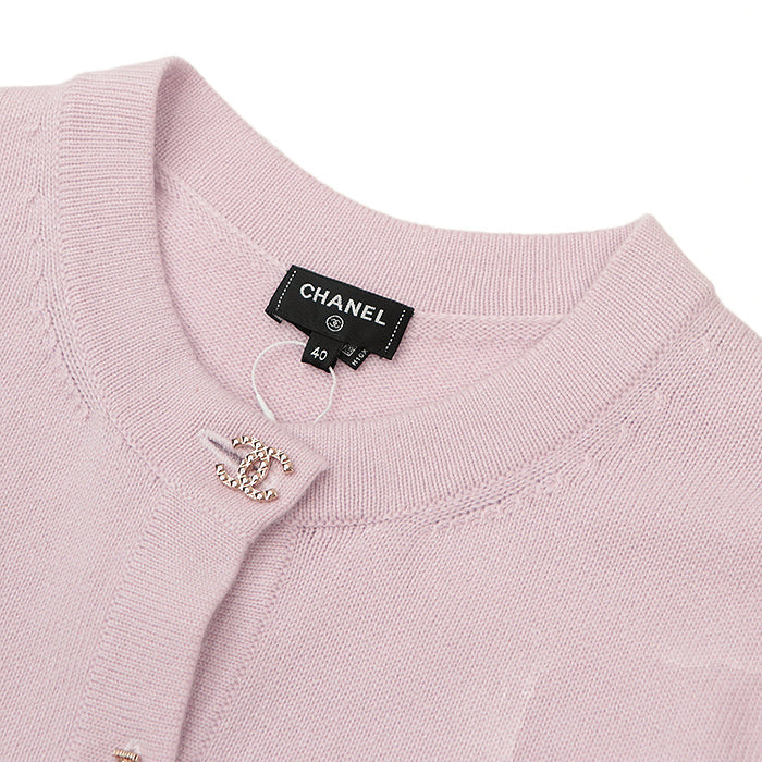 CHANEL cardigan Cashmere 100% Light pink P73485 Virginie Viard period Women 40 Used Authentic