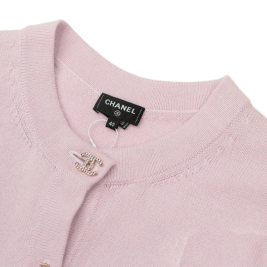 CHANEL cardigan Cashmere 100% Light pink P73485 Virginie Viard period Women 40 Used Authentic