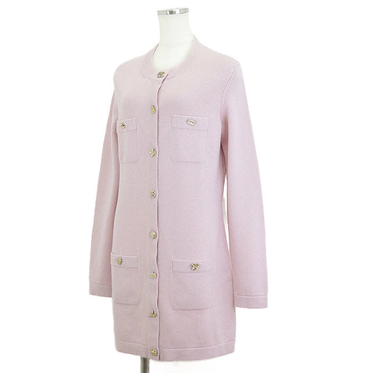 CHANEL cardigan Cashmere 100% Light pink P73485 Virginie Viard period Women 40 Used Authentic