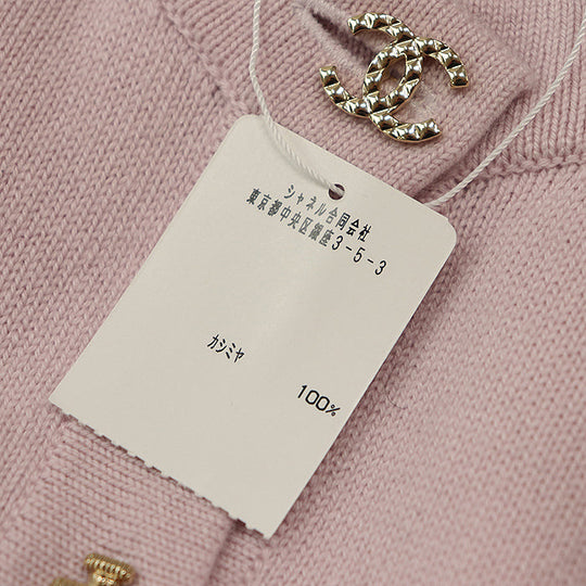 CHANEL cardigan Cashmere 100% Light pink P73485 Virginie Viard period Women 40 Used Authentic