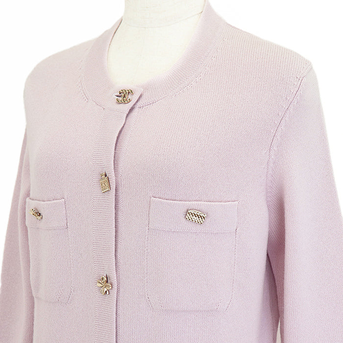 CHANEL cardigan Cashmere 100% Light pink P73485 Virginie Viard period Women 40 Used Authentic