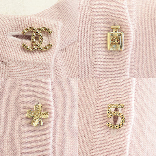 CHANEL cardigan Cashmere 100% Light pink P73485 Virginie Viard period Women 40 Used Authentic