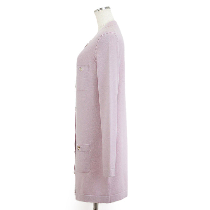 CHANEL cardigan Cashmere 100% Light pink P73485 Virginie Viard period Women 40 Used Authentic