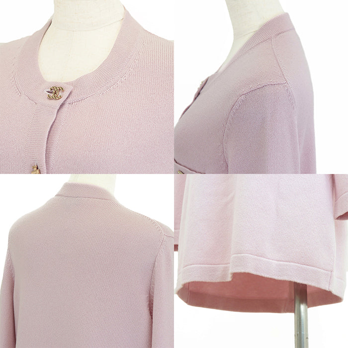 CHANEL cardigan Cashmere 100% Light pink P73485 Virginie Viard period Women 40 Used Authentic
