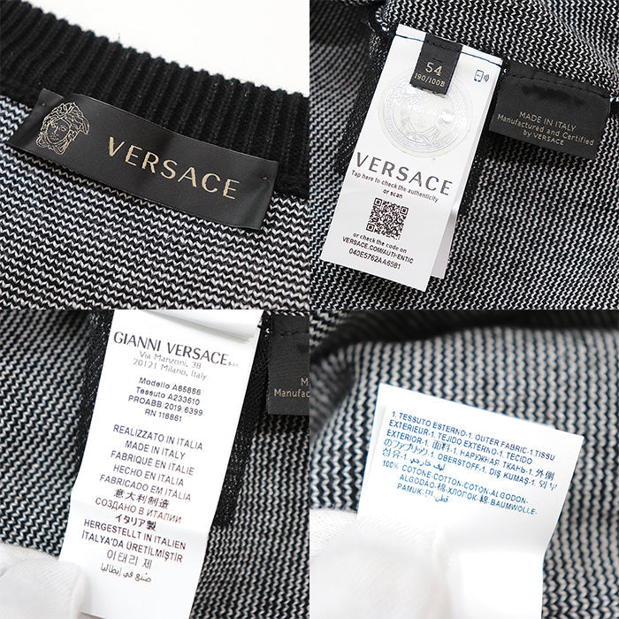 VERSACE sweater [Outer material] 100% cotton Black White mens 54 Used Authentic