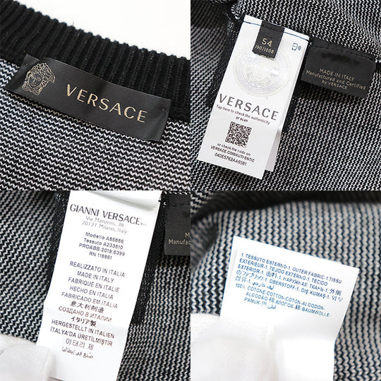 VERSACE sweater [Outer material] 100% cotton Black White mens 54 Used Authentic