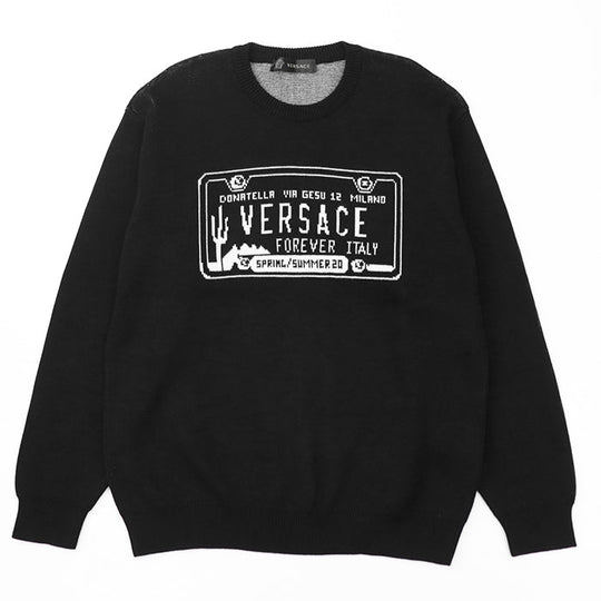 VERSACE sweater [Outer material] 100% cotton Black White mens 54 Used Authentic