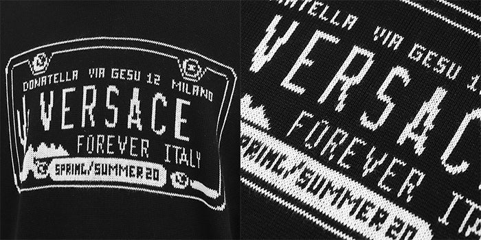 VERSACE sweater [Outer material] 100% cotton Black White mens 54 Used Authentic