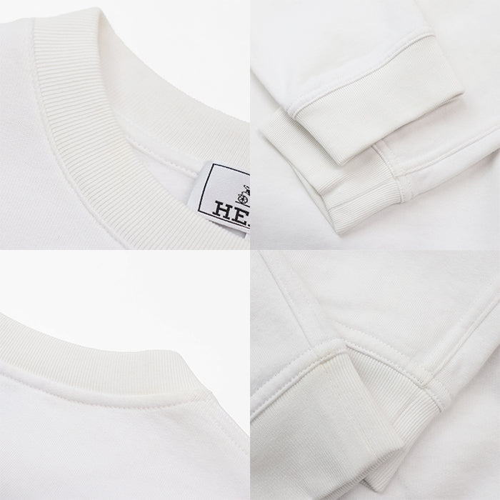 HERMES sweat 100% cotton, decorative parts: 80% nylon, 20% polyurethane [Rib] 90% cotton, 10% polyurethane White, Multicolor mens L Used Authentic