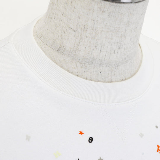 HERMES sweat 100% cotton, decorative parts: 80% nylon, 20% polyurethane [Rib] 90% cotton, 10% polyurethane White, Multicolor mens L Used Authentic