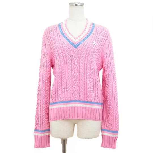 CHANEL sweater 63% cashmere, 36% cotton pink P74550 Virginie Viard period Women 36 Used Authentic