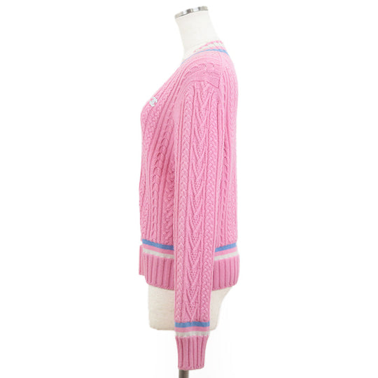 CHANEL sweater 63% cashmere, 36% cotton pink P74550 Virginie Viard period Women 36 Used Authentic