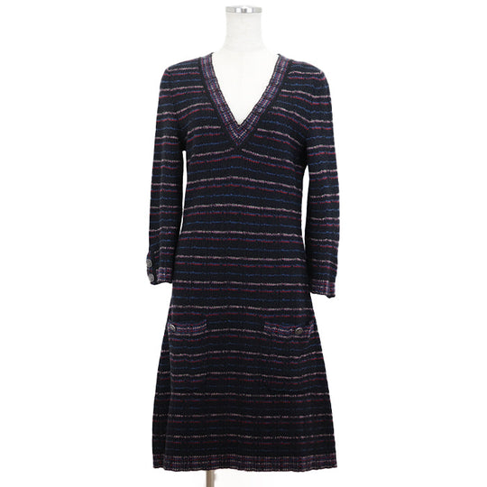CHANEL one piece [Outer material] 31% wool, 27% alpaca Black multicolor 07A P31798 Karl Lagerfeld period Women 38 Used Authentic
