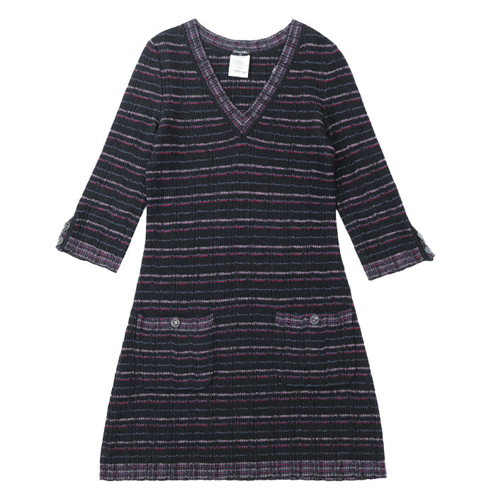CHANEL one piece [Outer material] 31% wool, 27% alpaca Black multicolor 07A P31798 Karl Lagerfeld period Women 38 Used Authentic