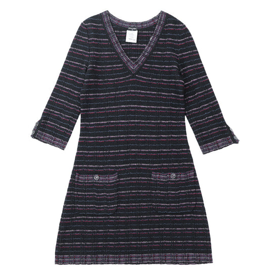 CHANEL one piece [Outer material] 31% wool, 27% alpaca Black multicolor 07A P31798 Karl Lagerfeld period Women 38 Used Authentic