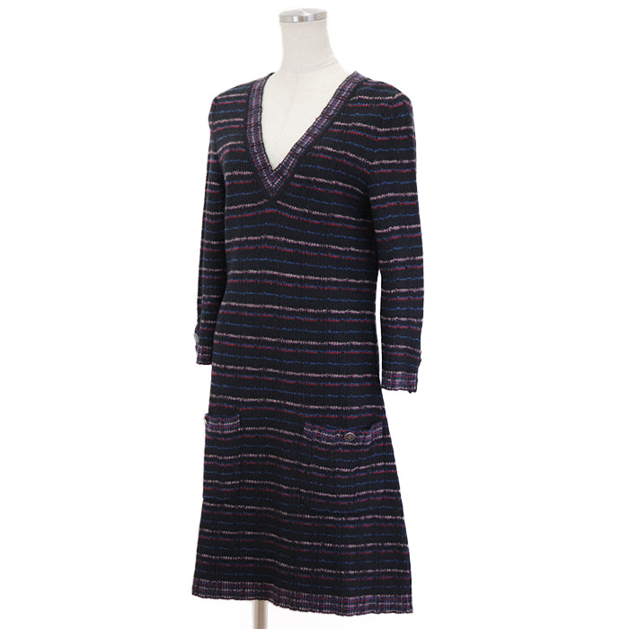 CHANEL one piece [Outer material] 31% wool, 27% alpaca Black multicolor 07A P31798 Karl Lagerfeld period Women 38 Used Authentic