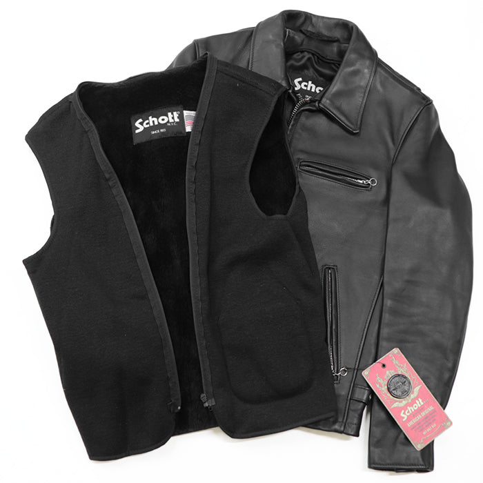schott Riders jacket Liner vest: 72% acrylic, 28% polypropylene [Outer material] 100% cowhide leather [Lining] 100% polyester black #643 34