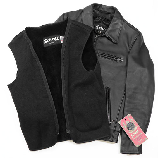 schott Riders jacket Liner vest: 72% acrylic, 28% polypropylene [Outer material] 100% cowhide leather [Lining] 100% polyester black #643 34