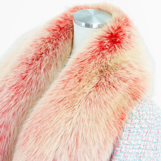CHANEL coat [Outer material] 96% wool, 2% polyester [Lining] 51% wool, 49% silk [Fur] 100% fox Pink, White P18472 Women 36 Used Authentic
