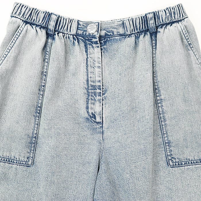 CHANEL Pants cotton 100% Light indigo Women 40 Used Authentic