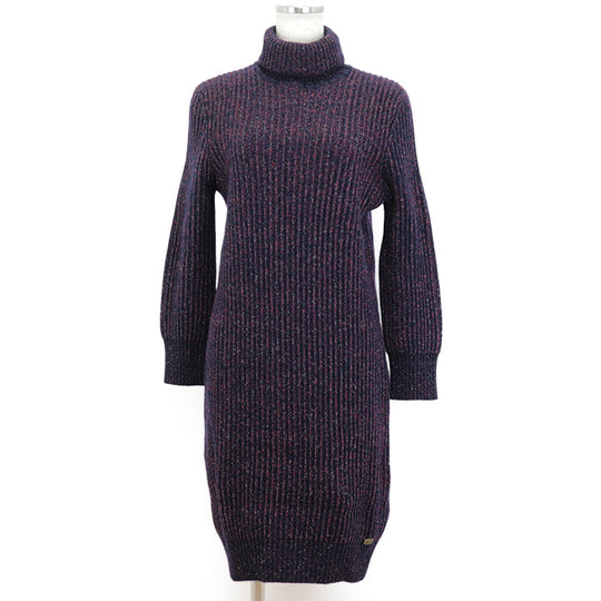 CHANEL one piece 80% cashmere, 11% wool navy wine red P41770 Karl Lagerfeld period Women 40 Used Authentic