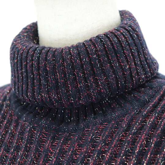 CHANEL one piece 80% cashmere, 11% wool navy wine red P41770 Karl Lagerfeld period Women 40 Used Authentic