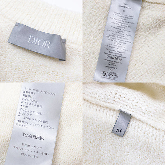 DIOR HOMME sweater Embroidered parts: 70% nylon, 30% polyester Others: 100% polyester Trimming: 50% wool, 50% acrylic [Outer fabric] 68% cotton, 32% nylon Ivory mens M Used Authentic