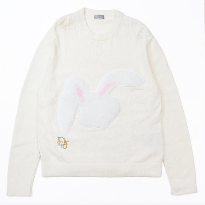 DIOR HOMME sweater Embroidered parts: 70% nylon, 30% polyester Others: 100% polyester Trimming: 50% wool, 50% acrylic [Outer fabric] 68% cotton, 32% nylon Ivory mens M Used Authentic