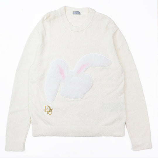 DIOR HOMME sweater Embroidered parts: 70% nylon, 30% polyester Others: 100% polyester Trimming: 50% wool, 50% acrylic [Outer fabric] 68% cotton, 32% nylon Ivory mens M Used Authentic