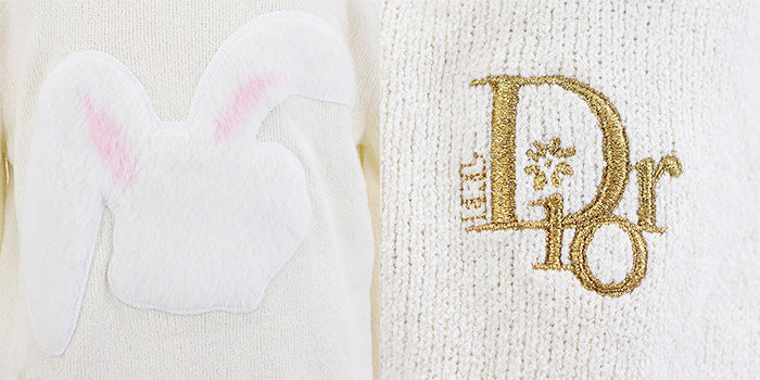 DIOR HOMME sweater Embroidered parts: 70% nylon, 30% polyester Others: 100% polyester Trimming: 50% wool, 50% acrylic [Outer fabric] 68% cotton, 32% nylon Ivory mens M Used Authentic