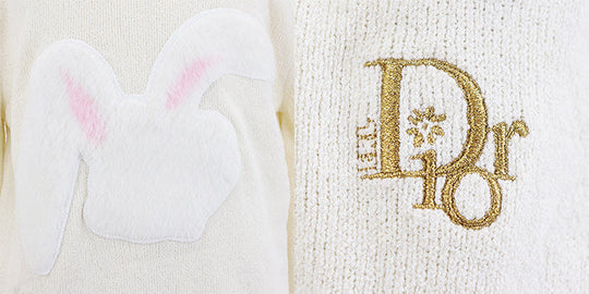 DIOR HOMME sweater Embroidered parts: 70% nylon, 30% polyester Others: 100% polyester Trimming: 50% wool, 50% acrylic [Outer fabric] 68% cotton, 32% nylon Ivory mens M Used Authentic