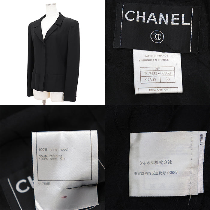 CHANEL Other outerwear [Outer material] 100% wool [Lining] 100% silk black 01P P17432 Women 38 Used Authentic